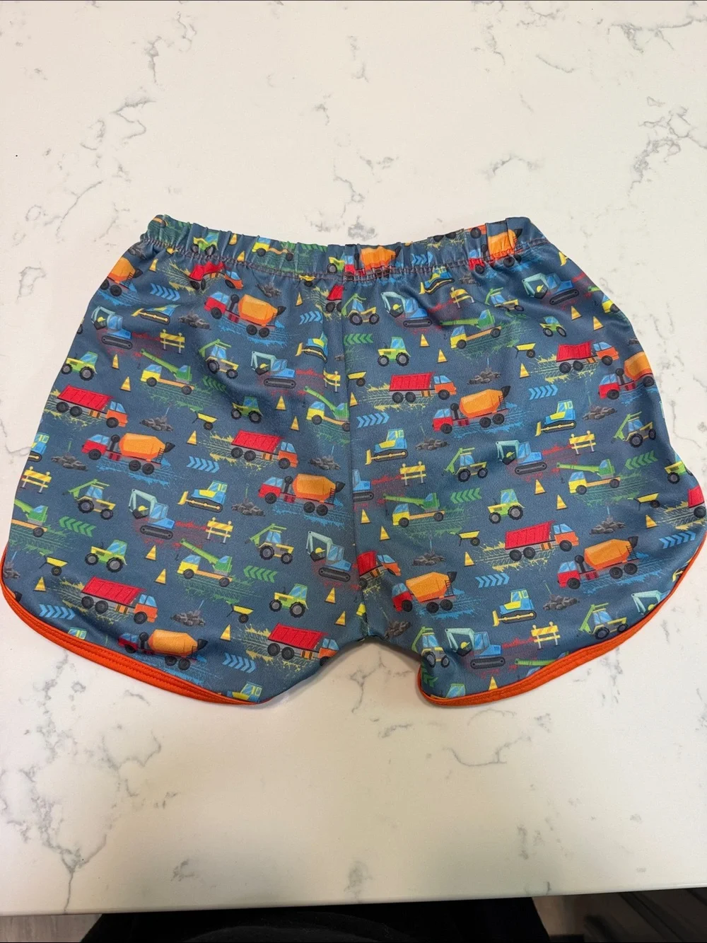 Kids Construction Print Swim Shorts - Blue & Orange George Hats size 5/6